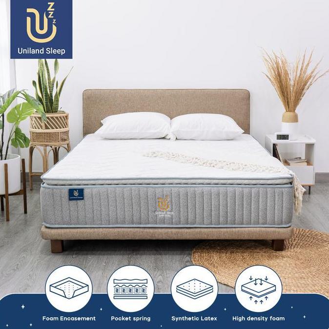 Kasur Pocket Spring Bed Latex HR Single Pillowtop 30cm Uniland Sleep