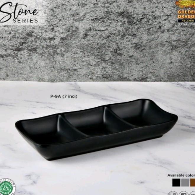 P9A Tempat Sambal Model Batu Sekat 3 HITAM Golden Dragon - tempat samb