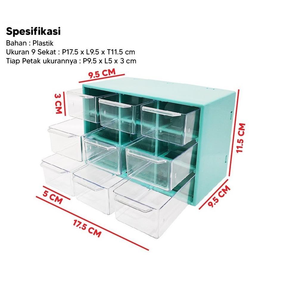 CUCI GUDANG Kotak Serba Guna 9 Sekat / Rak Mini 9 Sekat / Kotak Penyimpanan / Kotak Laci Perhiasan M