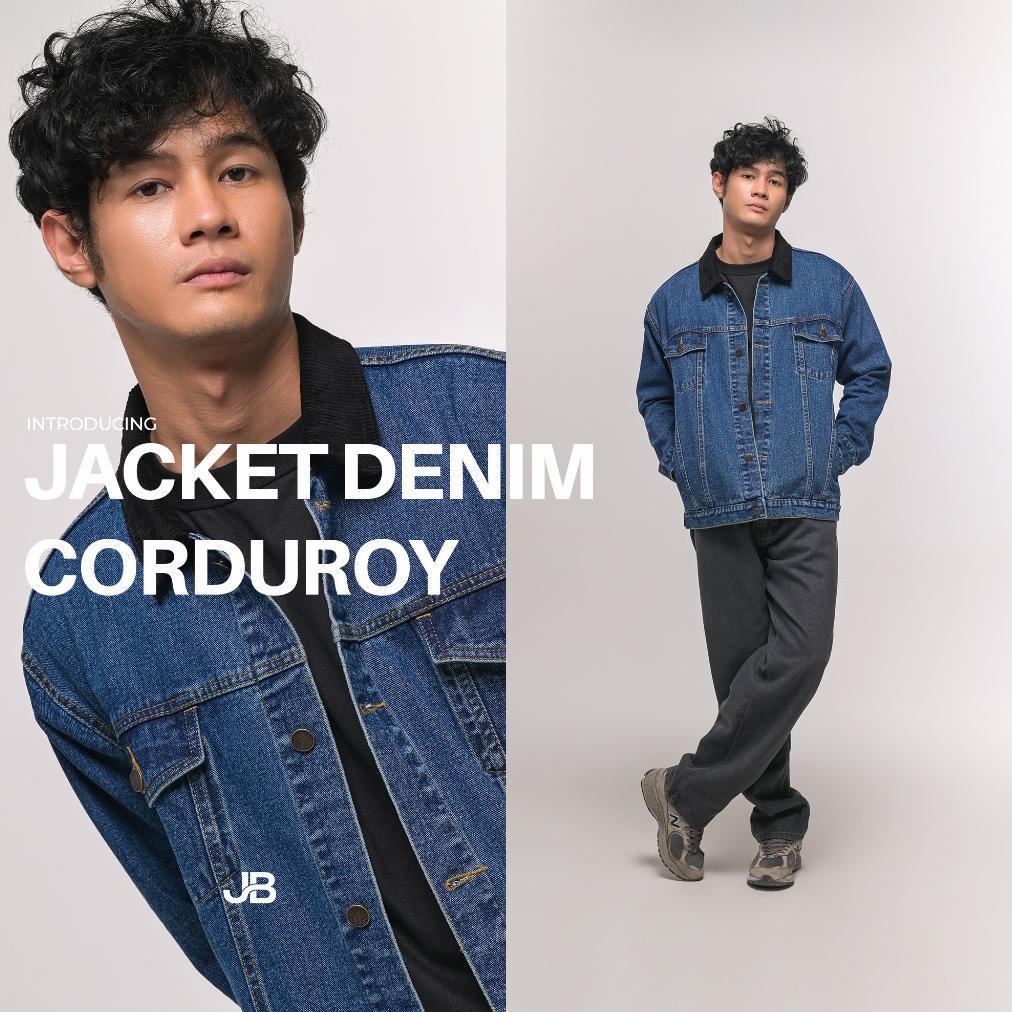 DISKON JB - Jacket Denim Corduroy Bio Wash - Jaket Trucker Jeans Pria