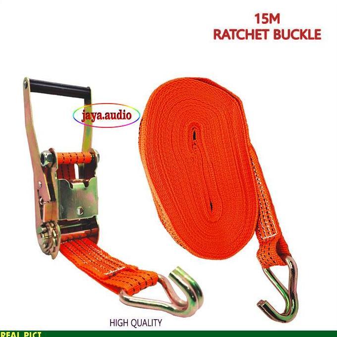 SUPER DEAL - Tali Krek Pengikat Barang Panjang 15 Meter Ratchet Buckle Tali Truk Cargo Lashing