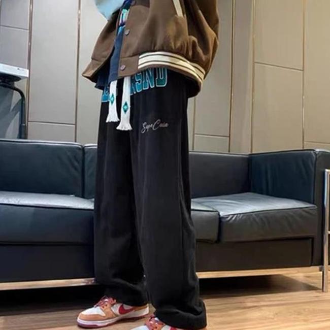 Celana Korduroy Pria Pacar Black Corduroy Pants Oversize Wide Var694