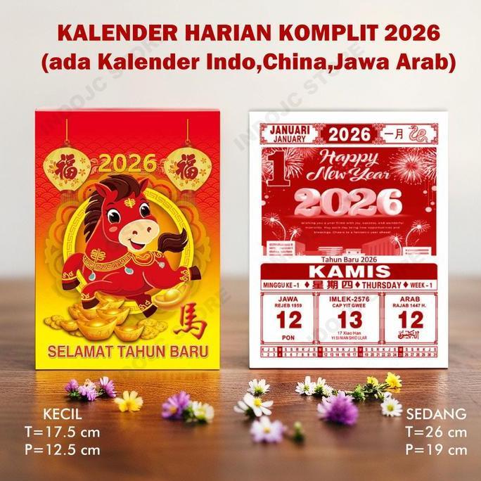 Kalender harian sobek 2026 INDONESIA Arab Chinese new imlek terlaris
