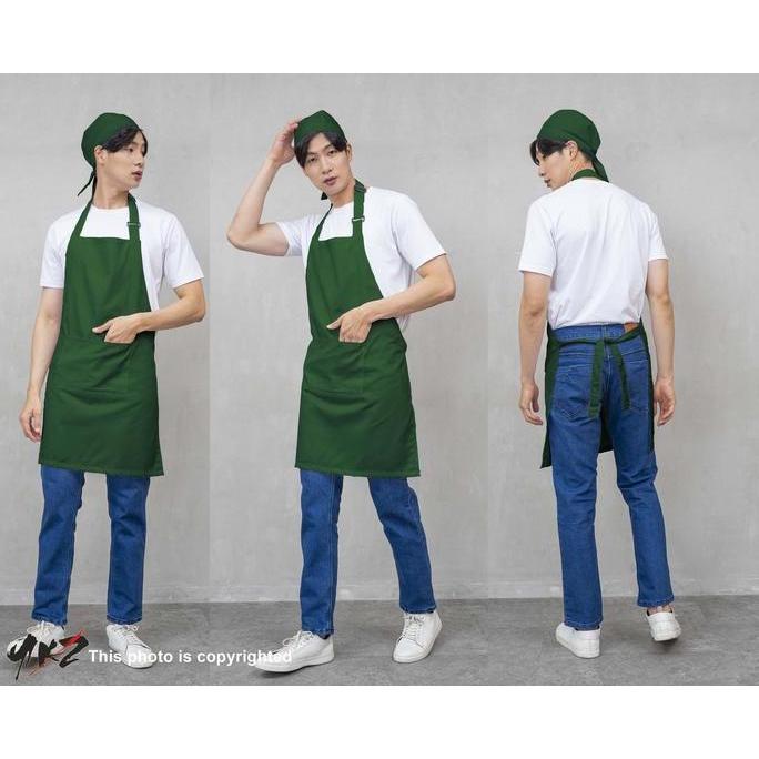 APRON POLOS HIJAU BARISTA /RESTO/CAFE/WAITERS/APRON KITCHEN CUSTOM
