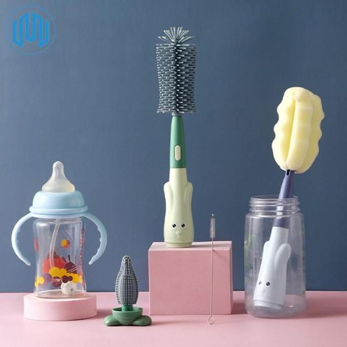 Sikat Pembersih Dot Bayi Empeng Botol Gelas Sedotan 4in1 Spon