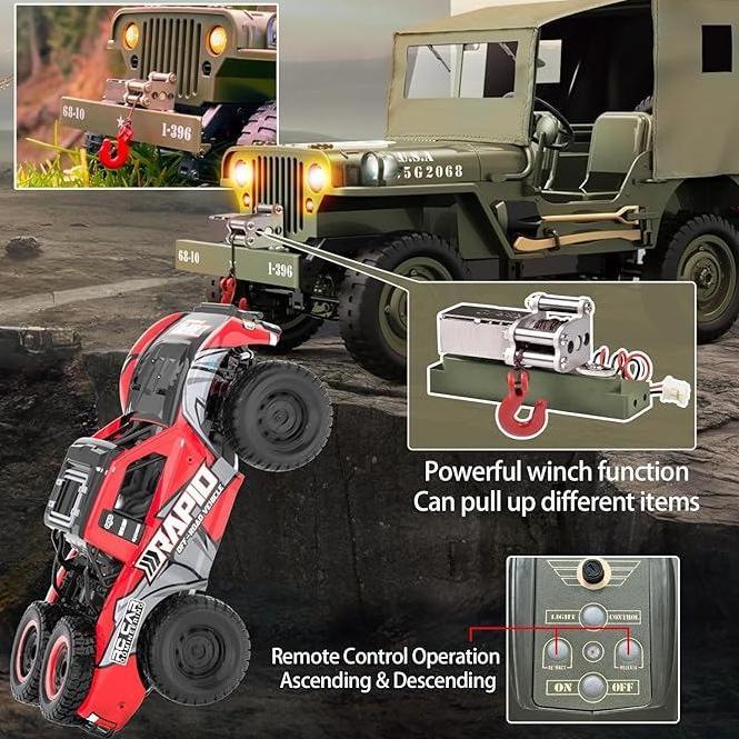 FREE ONGKIR RC JEEP 1/10 SCALE WILLYS HOBBY RC CAR OFF-ROAD MILITARY CRAWLER
