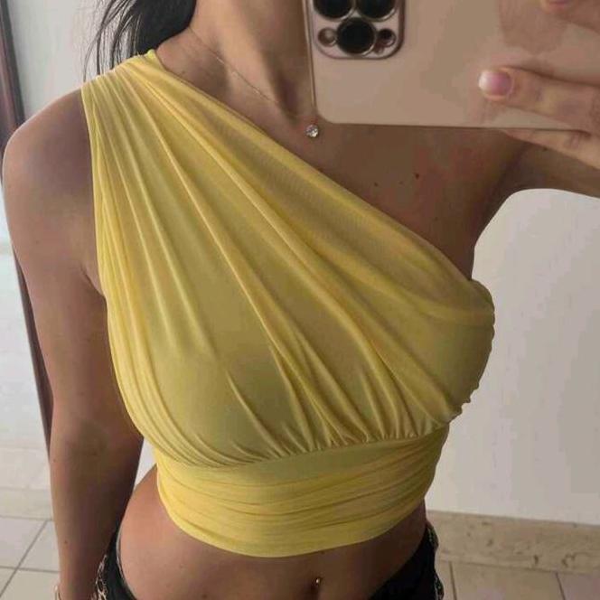 Shein Mod One Shein Mod One Shoulder Ruched Crop Top