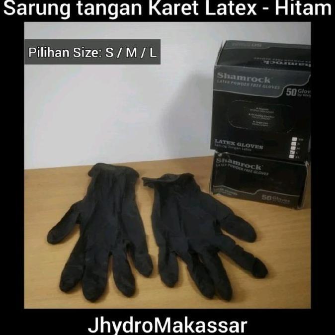 Sarung Tangan Latex Hitam Handgloves Handscoon Free Powder