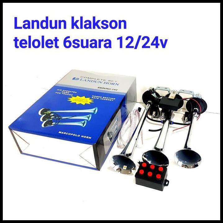 TERBARU KLAKSON TELOLET 3 CORONG 6 SUARA 6 TOMBOL MARCOPOLO HORN TECH 12V 24V 