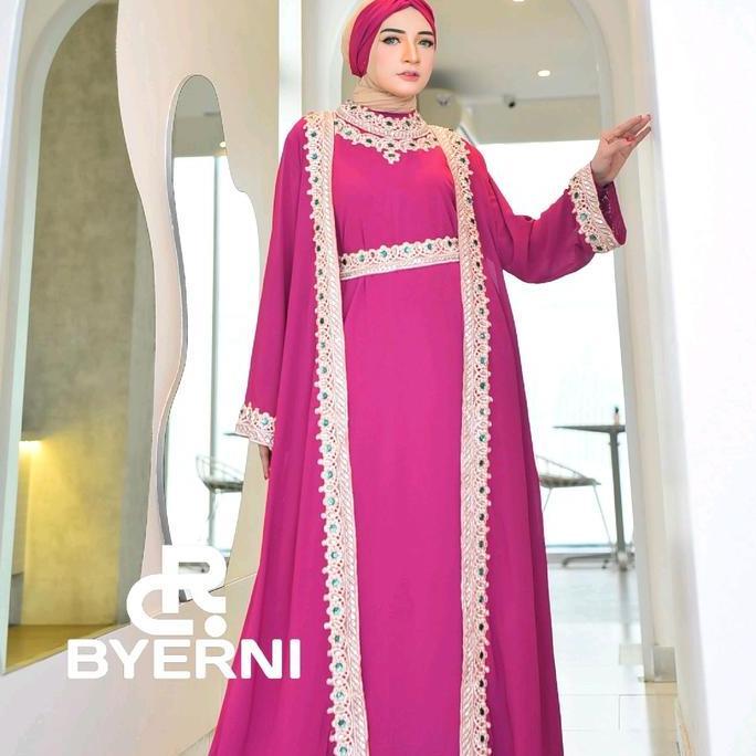 New Yasmin Abaya Kaftan Gamis Muslim Dress  Abaya Raya 2025 Bordir Kaftan Wanita Arab Abaya Turki Pa