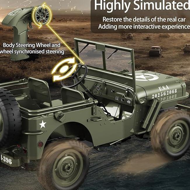 FREE ONGKIR RC JEEP 1/10 SCALE WILLYS HOBBY RC CAR OFF-ROAD MILITARY CRAWLER