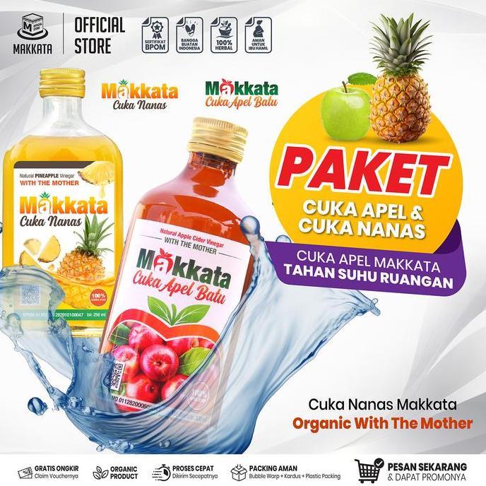 MAKKATA Paket Cuka Apel & Nanas Batu Malang Cuka Apel Makkata Cuka Nanas Makkata With The Mother
