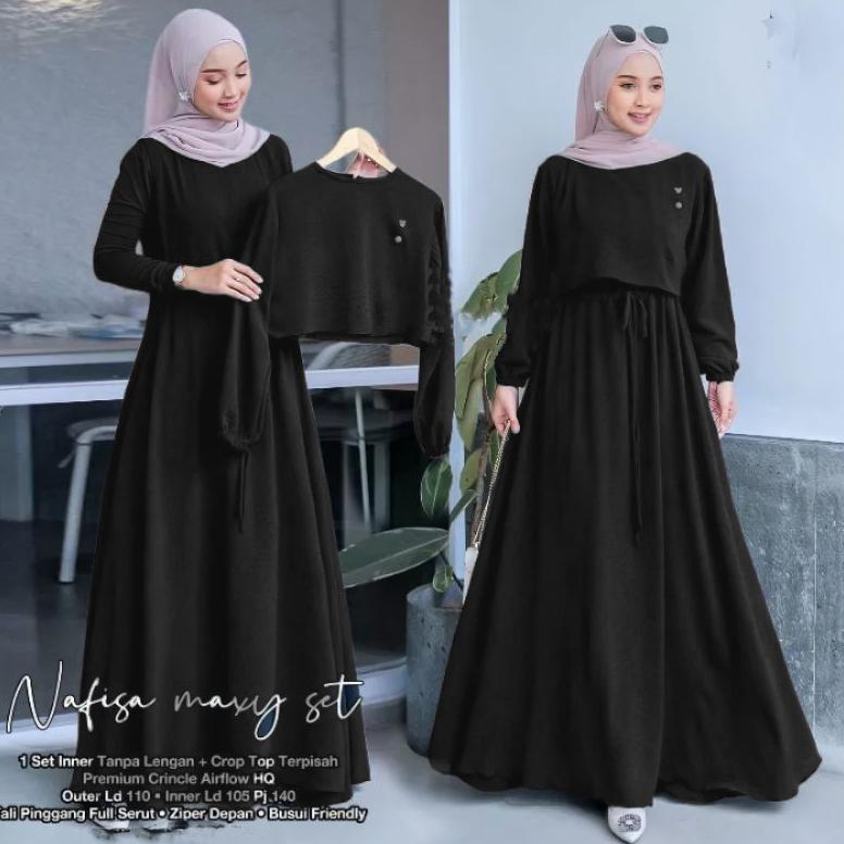 Nafisa Maxy Set 2in1 inner+outer Gamis Wanita