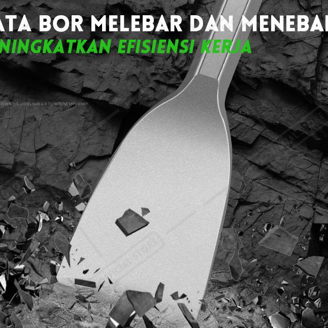 Monake Alat Jerman Mata Bor Pahat Beton (Cod) Set Pahat Plus Flat Chisel Bobok Beton Tembok 14 X 250