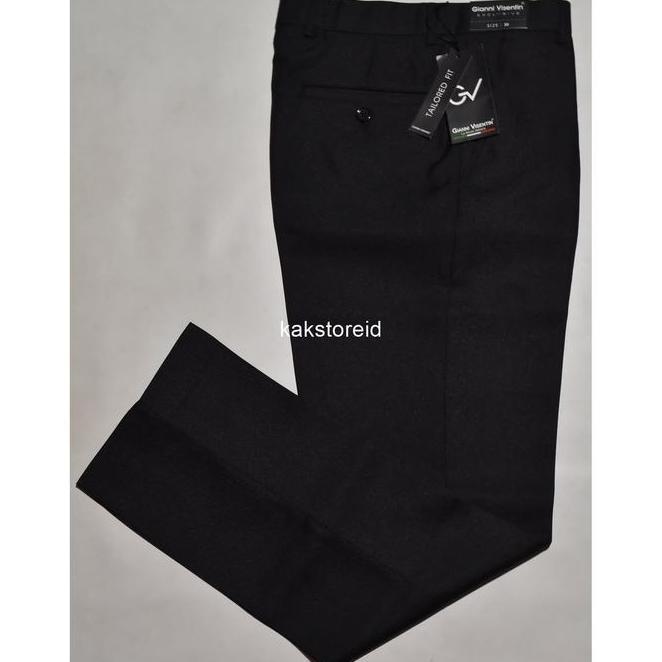 Gianni Visentin Celana Gianni Visentin Celana Kerja Hitam Formal Pria Tailored Fit Var8500