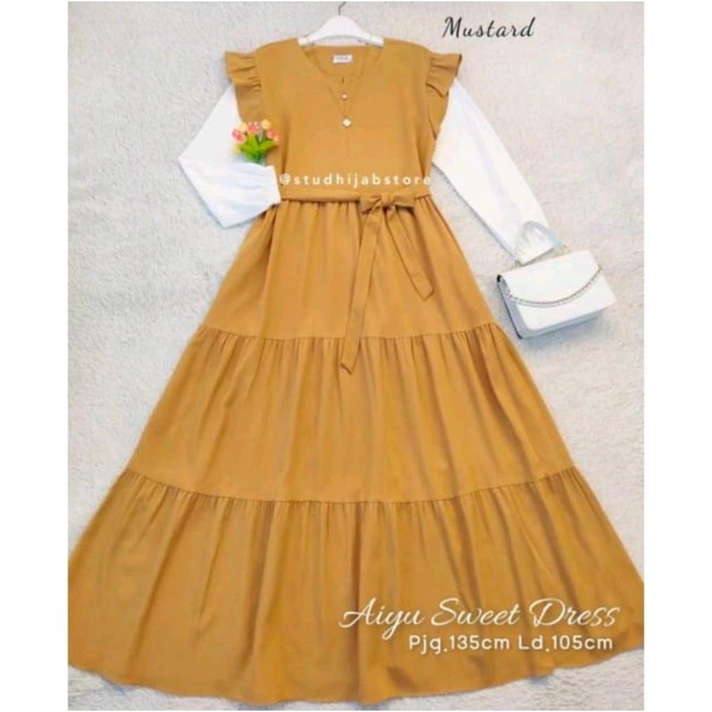 Rillo - Aiyu Sweet Dress/Pakaian Wanita/Dress/Gamis Remaja korean Style