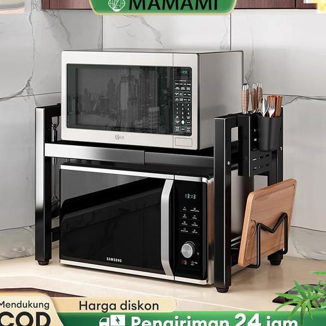 Rak Microwave Rak Oven Rak Bumbu Dapur Rak Panci Rak Oven untuk Dapur Rak Penyimpanan Serbaguna [dap