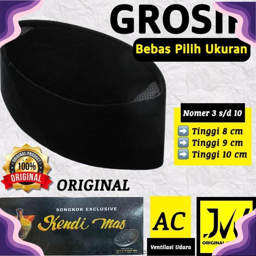 High Quality Grosir Peci Songkok Hitam Kendi Mas / Peci Hitam / Kopiah Hitam / Songkok Premium