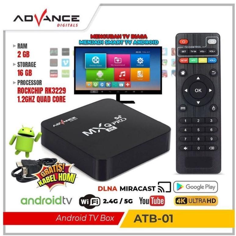CUCI GUDANG Advance ATB01 Android TV Box Mxq Pro 4K Support Wifi 2+16Gb TV BOX Android ATB-01 Digita