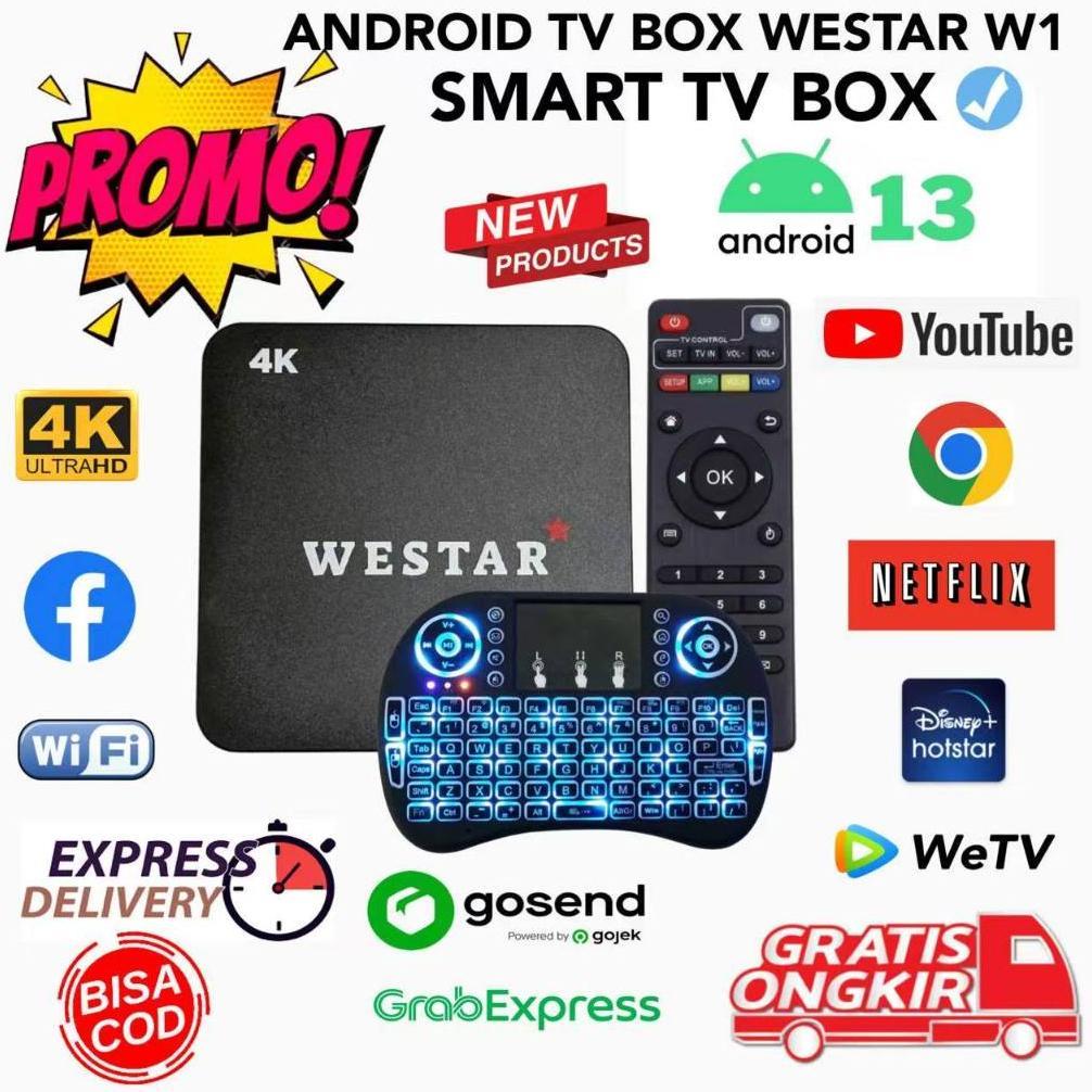 CUCI GUDANG Android TV BOX WESTAR W1 4K Ultra HD Netflix Smart WESTAR TV BOX