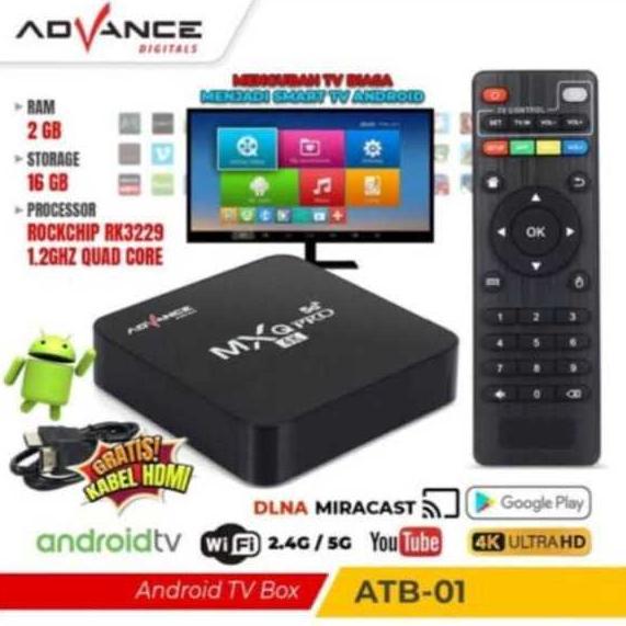 CUCI GUDANG Advance Android TV Box ATB-01/Android Box TV/Android TV Box 4K Ultra HD Smart TV