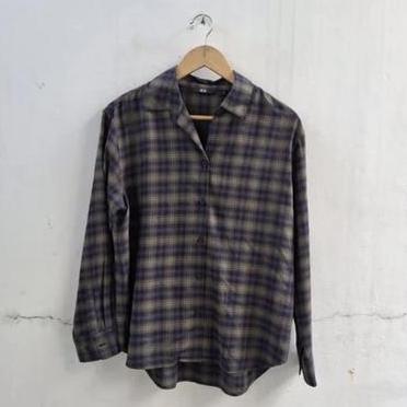Uniqlo Kemeja Flannel Uniqlo Kemeja Flannel Lembut Kerah Skipper 57 Olive