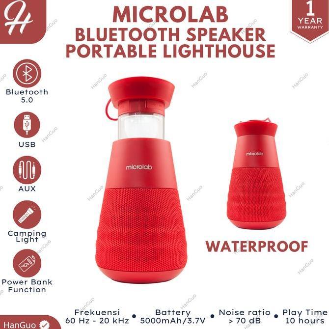 TERMURAH - MICROLAB LIGHTHOUSE BLUETOOTH SPEAKER PORTABLE CAMPING OUTDOOR