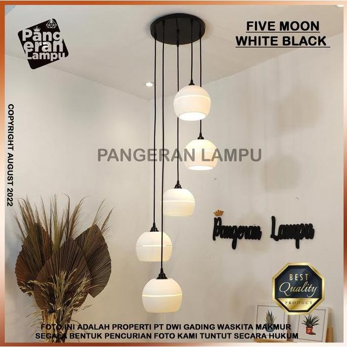 BEBAS ONGKIR - Lampu Gantung / Lampu Hias / lampu Void 1 Set MOON ISI 5 White