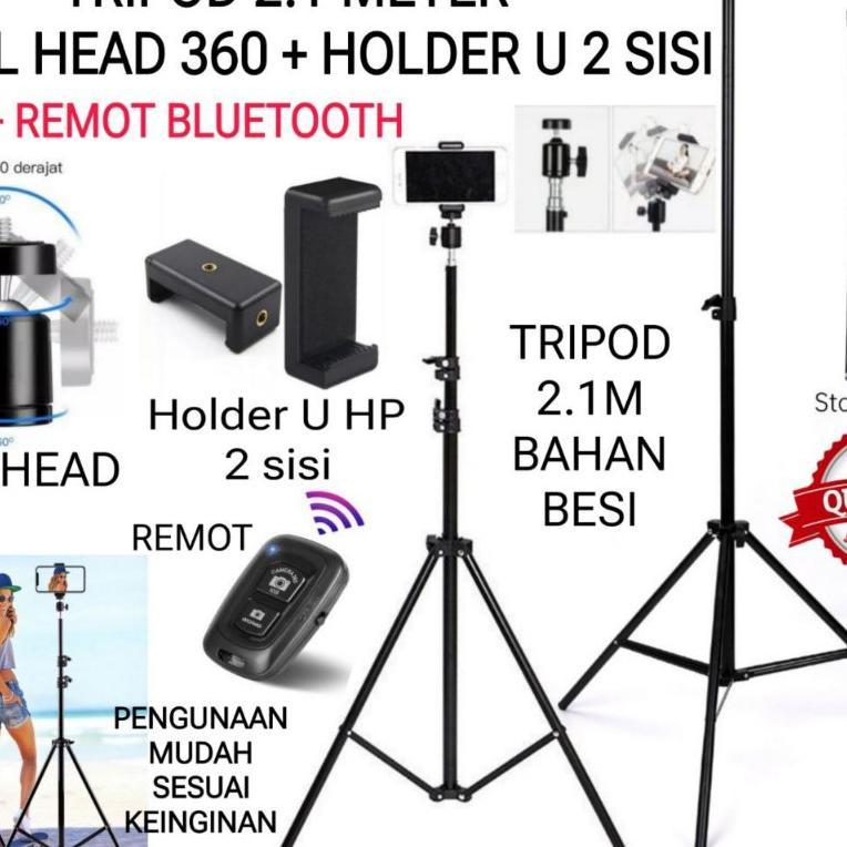 Tripod Hp / Tripod 2 Meter / Tripod 2.1 Meter Besi + Aluminium Tripod Ring Light