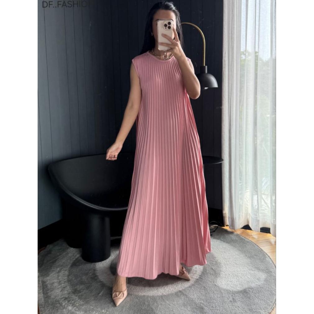 Inner Dress Plisket Mayung | Dress Panjang Polos Plisket Mayung | Inner Gamis Dress Plisket A-Linen 