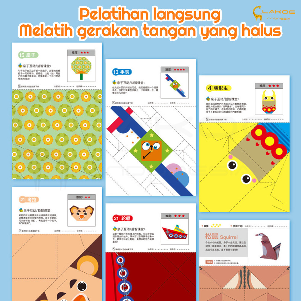 Lakoe Diy Paper Kertas Origami Lipat Paper Craft Buku Origami Kertas Lipat Warna Origami