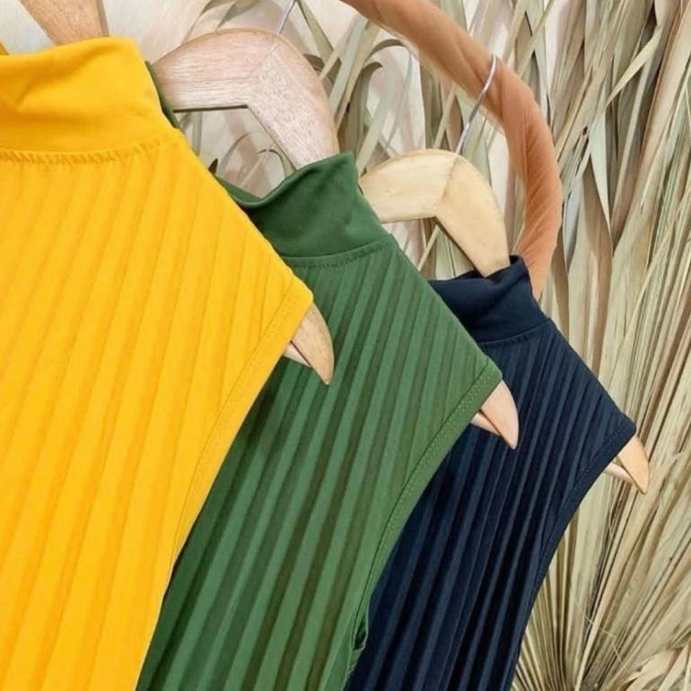 Gamis Plisket/Gamis Kensi Tanpa Lengan Inner Dress Plisket