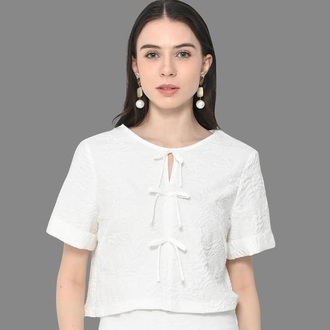 Neu Mor Textured Neu Mor Textured Bow A830 White Blouse -