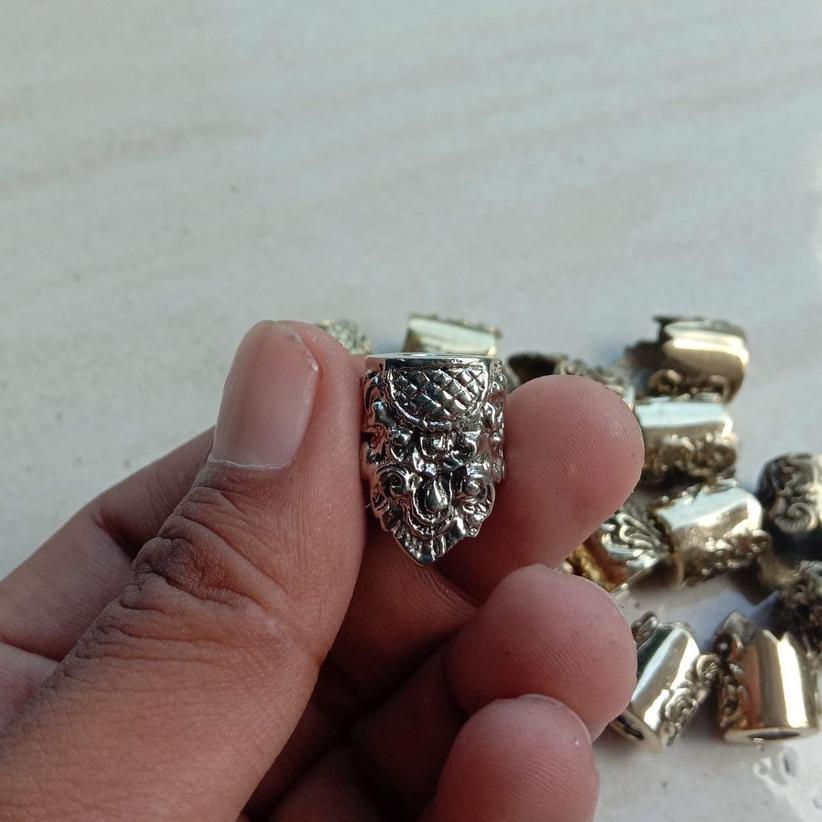 Ornamen Ring Pipa Once Alpaka Ukir Bali Model Bulat