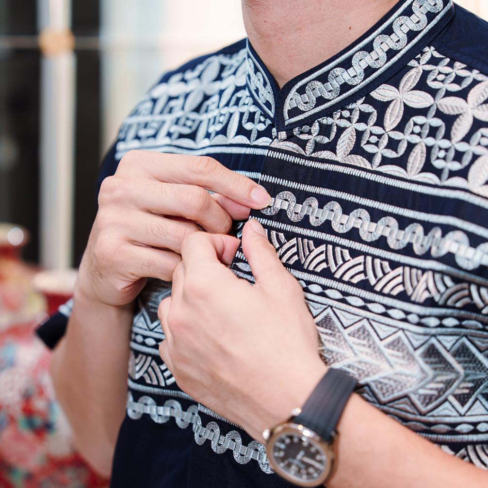 ORIGINAL BENHILL TAQWA KOKO BORDIR "RAFFI AHMAD" PRIA PENDEK NAVY-BLACK-OFF WHITE 2613-58-59