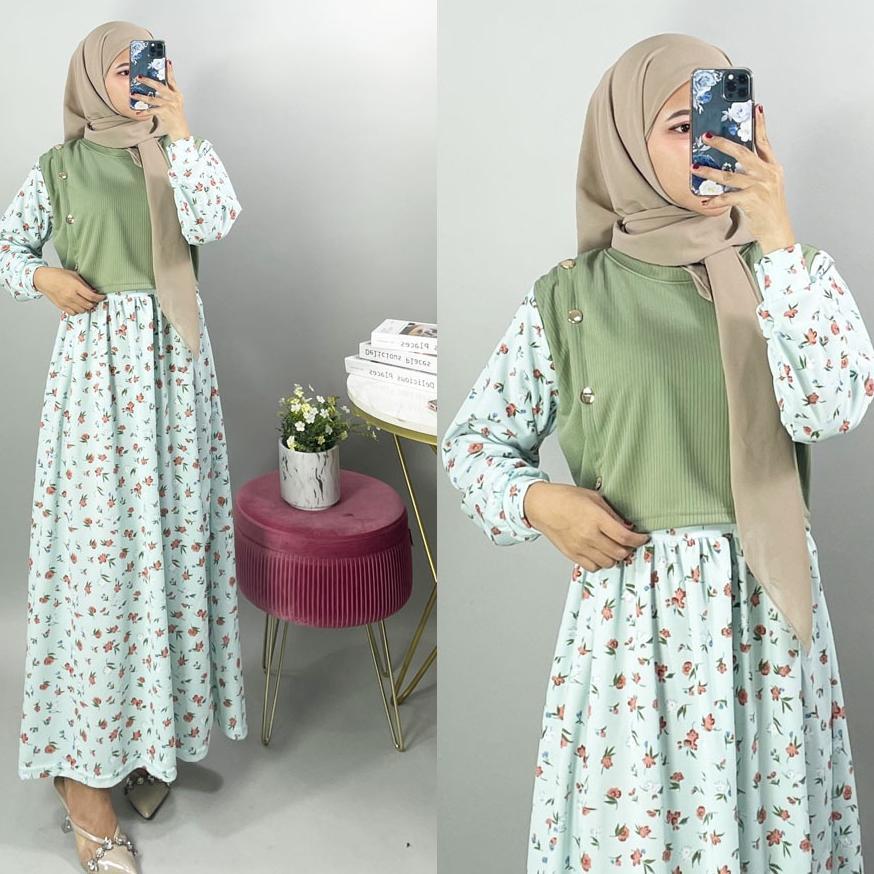 Gamis Alhambra Bunga Maxy Wanita Voxy Gl Fashion
