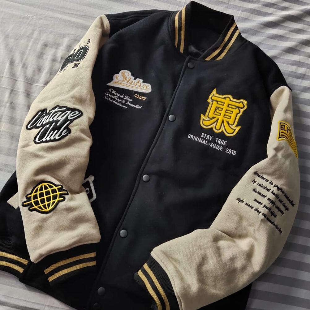 100% Aman Jaket Baseball Varsity Original Full Bordir / Jaket Varsity Pria Wanita Vintage New Arriva