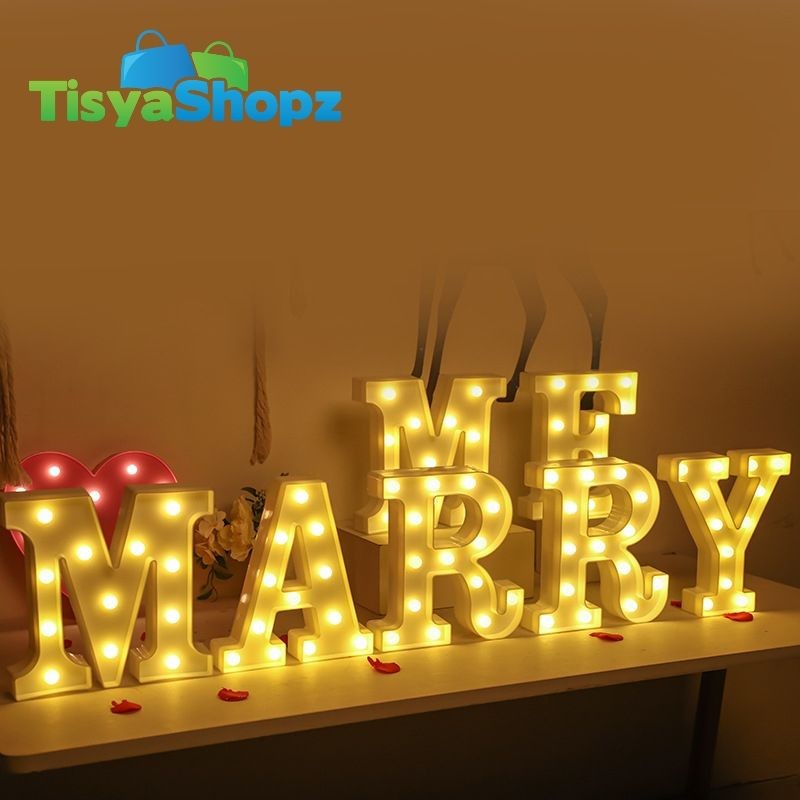 [ A S/D Q ] Lampu Led Huruf / Lampu Huruf Hias [ Tidak Termasuk Baterai ]