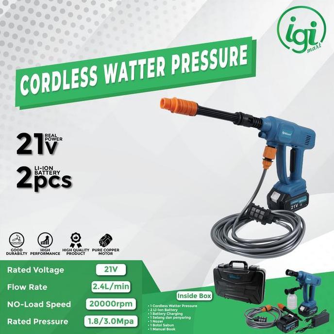 BEBAS ONGKIR - INScom MESIN ALAT CUCI MOTOR MOBIL SET BATERAI JET STEAM AIR WATER CLEANER Car