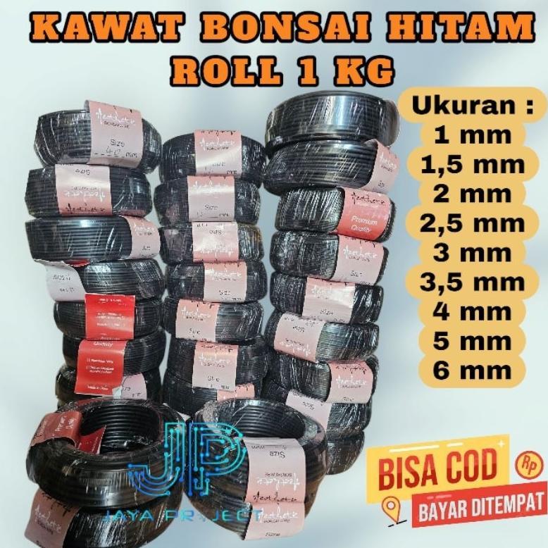 Kawat Aluminium Kawat Bonsai Hitam Roll 1 kg