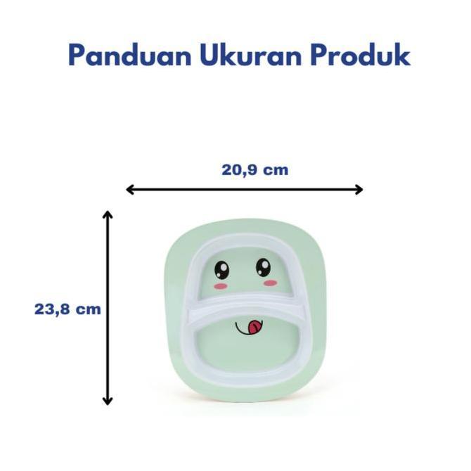 Onyx Seiv, Piring Makan Anak Sekat 9 inch : Melamin, Aman untuk Makanan, Halal, AFS09S Karakter Emoj