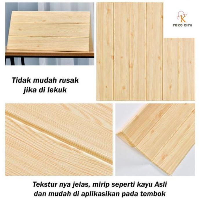 Wallfoam Dinding 3D Motif Kayu/ Wallfoam Wood Dekorasi Kamar murah 70x70cm Tebal 3MM