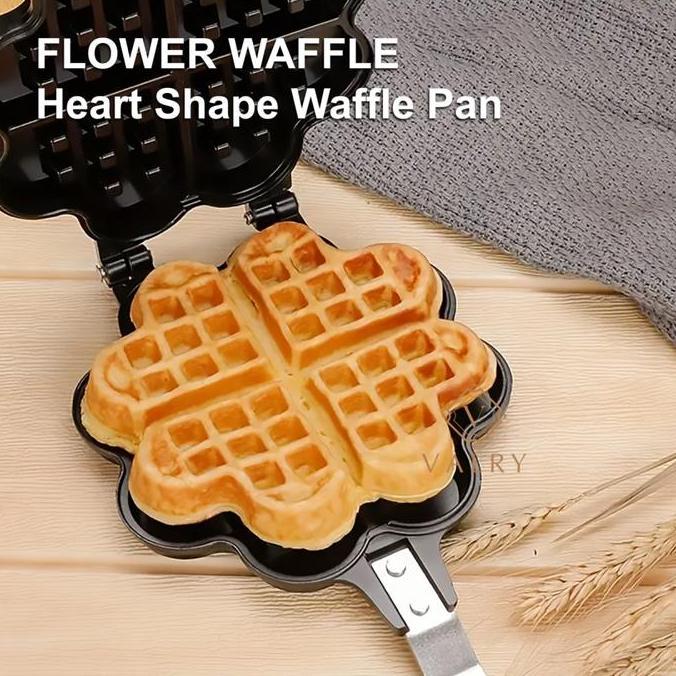Valry Belgian waffle maker motif kotak atau flower panci anti lengket granit cetakan kue croffle mes