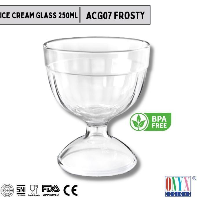 Onyx, Gelas Es Krim 250ml: Plastik SAN, Aman untuk Minuman, Bebas BPA, ACG07