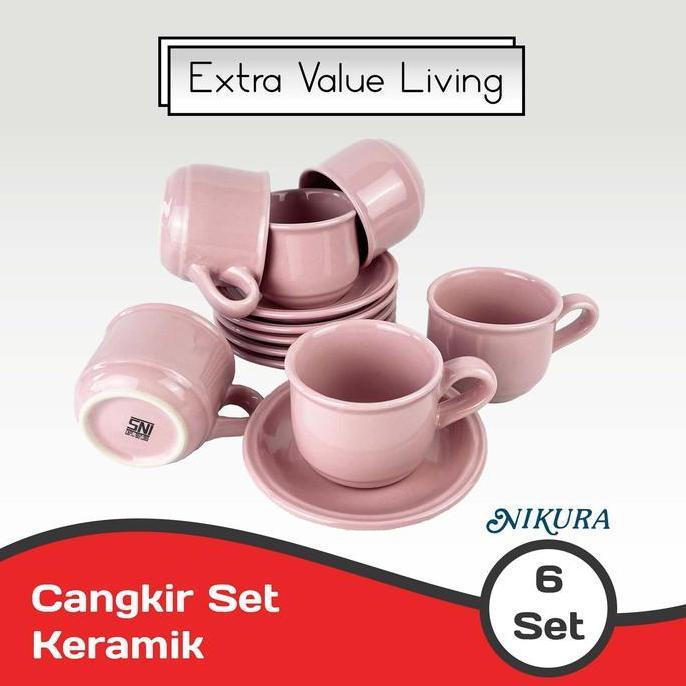 NIKURA Cangkir Set 6 Pasang Cangkir Teh / Cangkir Kopi Keramik