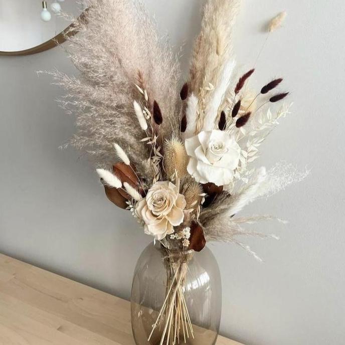 1 set bunga aesthetic JUMBO ukuran besar Vas Meja vas aesthetic vas bunga kering buket bunga kering 