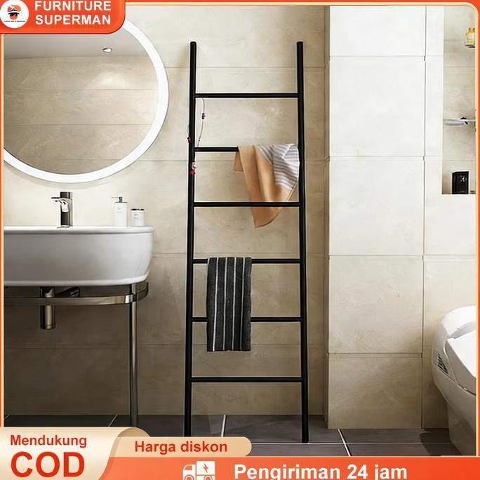DAMELOPO Ladder Hanger Besi Rak Gantungan Tangga Jilbab Mukena Sajadah Rak Tangga Besi Dekorasi