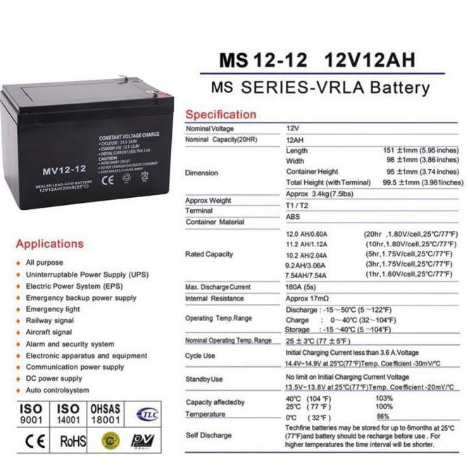 EZVECHE Aki Kering Sprayer Elektrik 12V 8AH Aki Sepeda Listrik/Aki Sprayer Aki Kering 12 Volt 8AH 6V