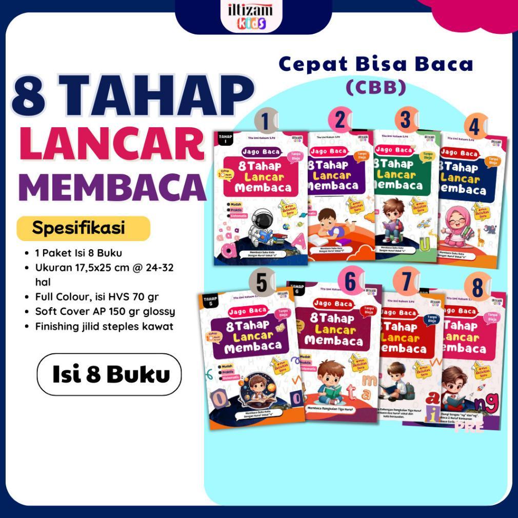TERBARU 2026 (Dapat 8 Buku) Buku Belajar membaca 8 Tahap Lancar Membaca Tanpa Dieja 10 menit pustaka