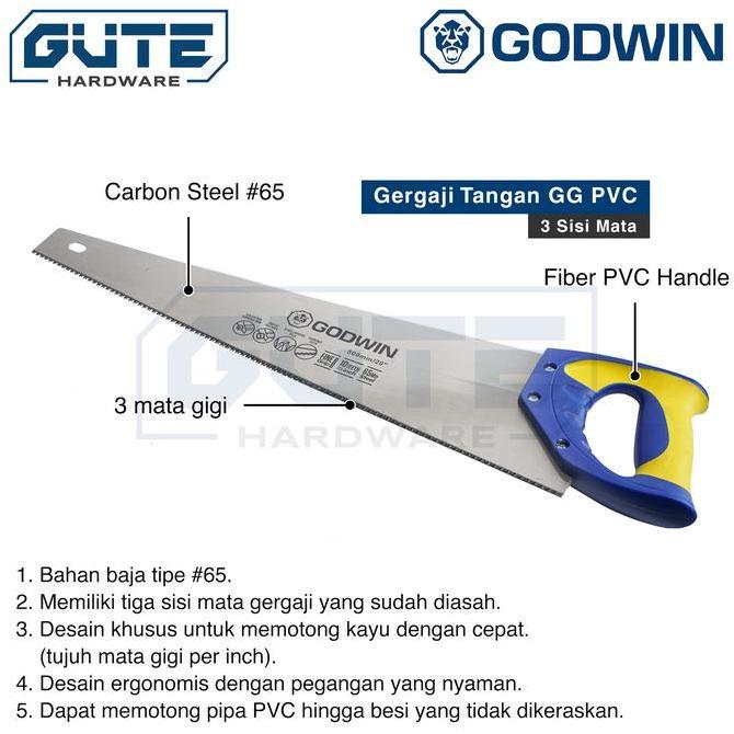Gergaji Kayu / Gergaji Tangan / Hand Saw PVC Godwin - Uk 16" 18" 20"